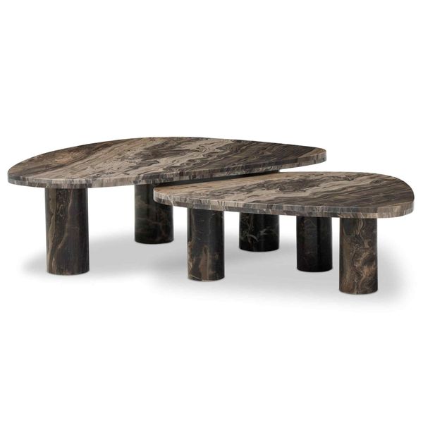 Nesting Stolik kawowy Set, Rocky Brown by Four Hands